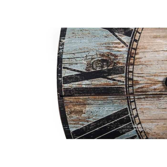Turquoise Oversized Distressed Paris Wood Wall Clock FastFurnishings
