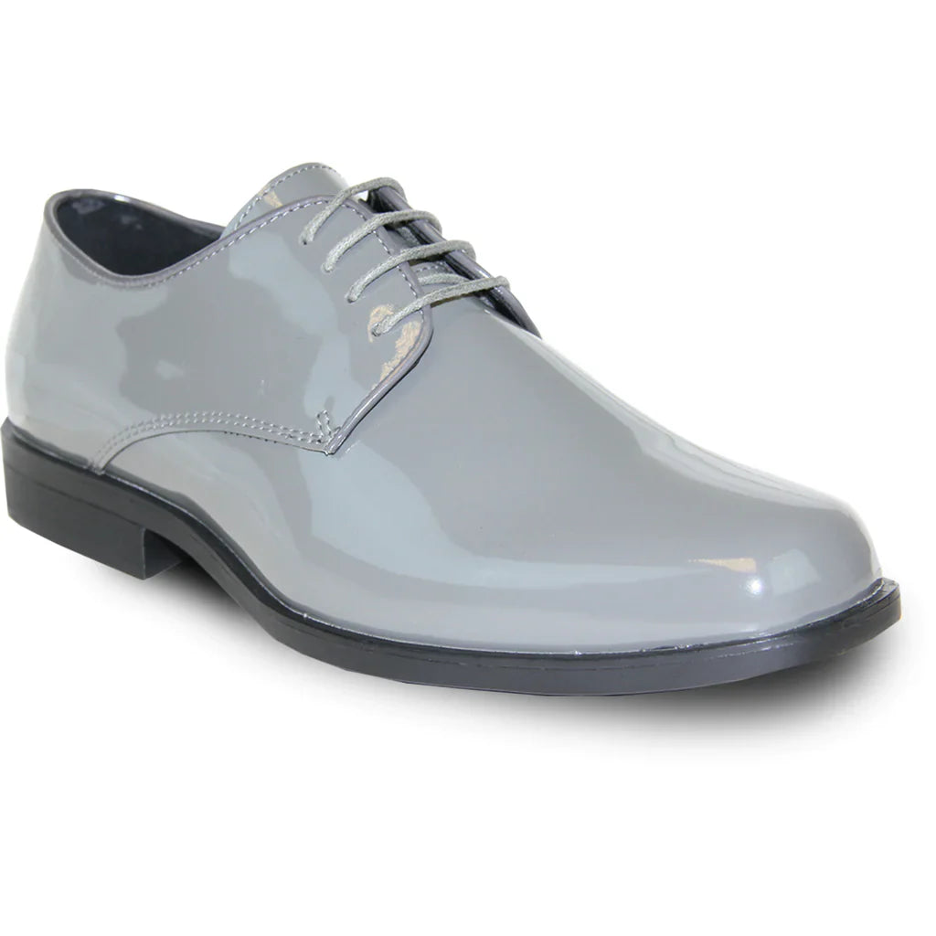 VANGELO Men Dress Shoe TUX-1 Oxford Formal Tuxedo for Prom & Wedding Grey Patent Tux-USA