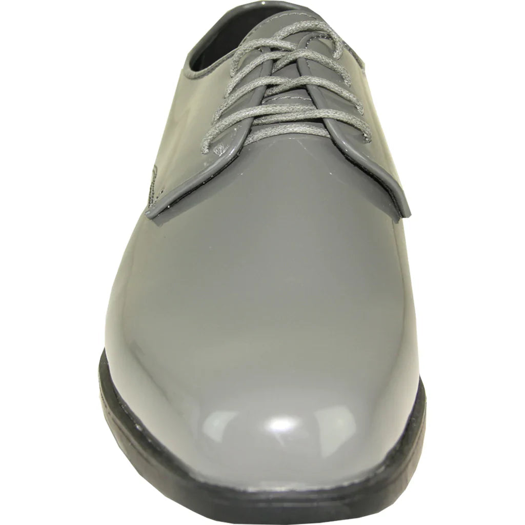 VANGELO Men Dress Shoe TUX-1 Oxford Formal Tuxedo for Prom & Wedding Grey Patent Tux-USA