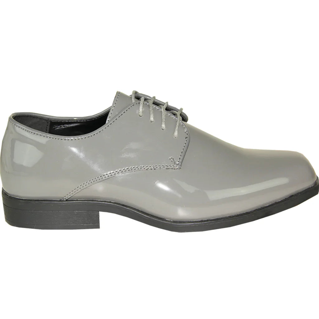 VANGELO Men Dress Shoe TUX-1 Oxford Formal Tuxedo for Prom & Wedding Grey Patent Tux-USA