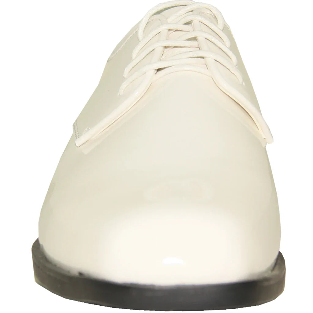 VANGELO Men Dress Shoe TUX-1 Oxford Formal Tuxedo for Prom & Wedding Ivory Patent Tux-USA