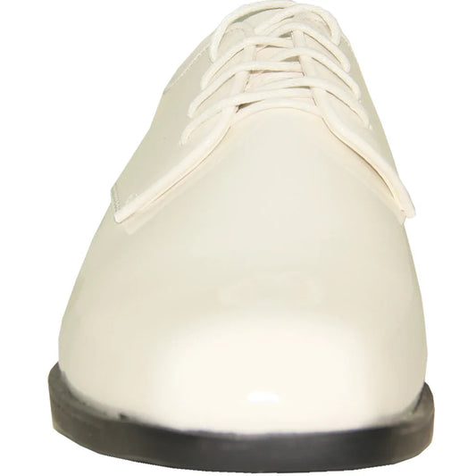VANGELO Men Dress Shoe TUX-1 Oxford Formal Tuxedo for Prom & Wedding Ivory Patent Tux-USA