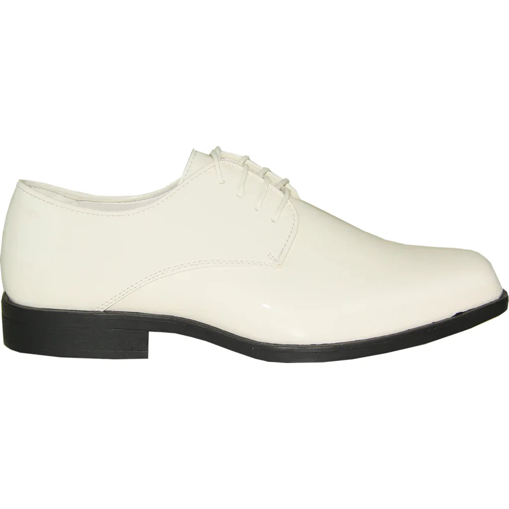 VANGELO Men Dress Shoe TUX-1 Oxford Formal Tuxedo for Prom & Wedding Ivory Patent Tux-USA