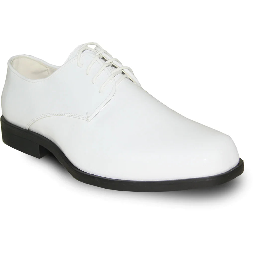 VANGELO Men Dress Shoe TUX-1 Oxford Formal Tuxedo for Prom & Wedding White Patent Tux-USA