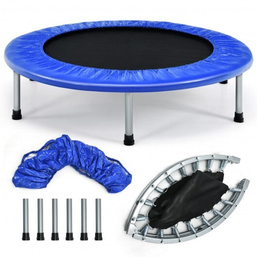 38 Inch Mini Folding Trampoline Portable Leisure Fitness Backboard-Blue W2B