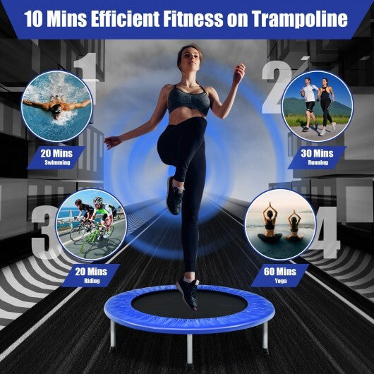 38 Inch Mini Folding Trampoline Portable Leisure Fitness Backboard-Blue W2B