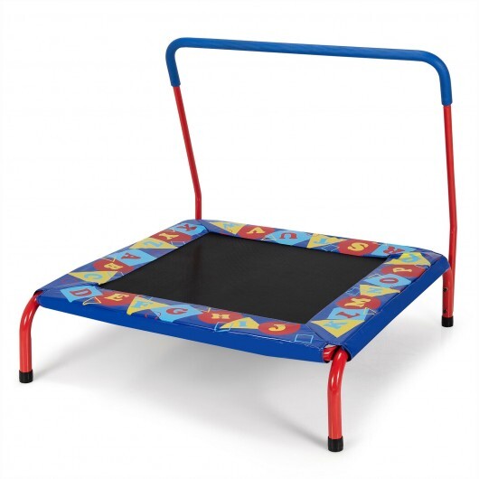 36 Inch Kids Indoor Outdoor Square Trampoline with Foamed Handrail-Blue W2B