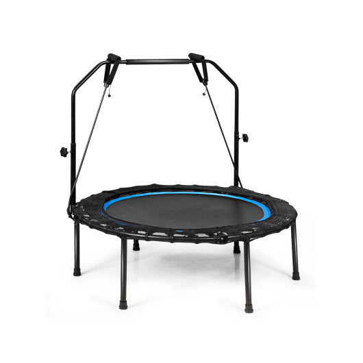 40 Inch Foldable Fitness Rebounder with Resistance Bands Adjustable Home-Blue W2B