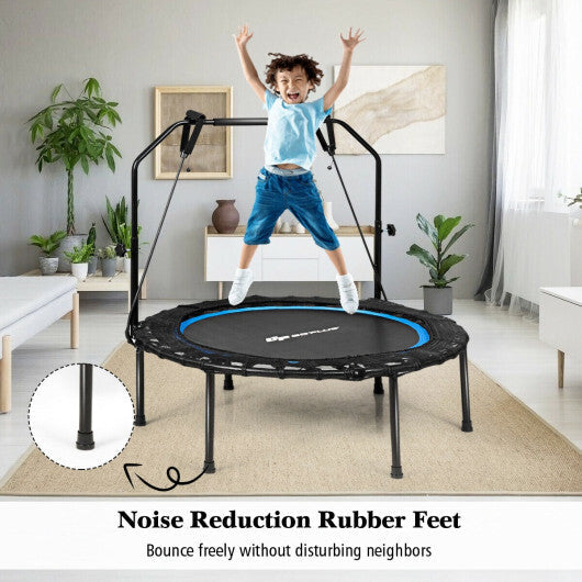 40 Inch Foldable Fitness Rebounder with Resistance Bands Adjustable Home-Blue W2B