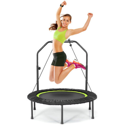 40 Inch Foldable Fitness Rebounder with Resistance Bands Adjustable Home-Blue W2B