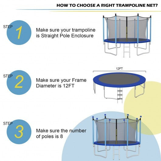 Replacement Weather-Resistant Trampoline Safety Enclosure Net-8 ft W2B