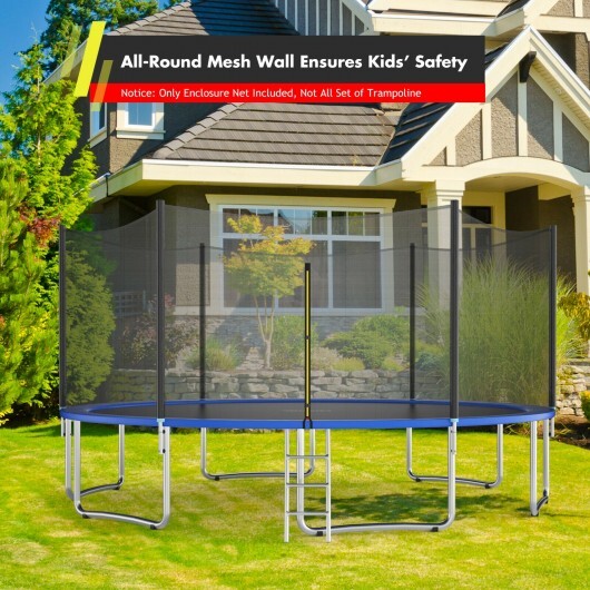 Trampoline Replacement Protection Enclosure Net with Zipper-12 ft - Color: Black - Size: 12 ft W2B