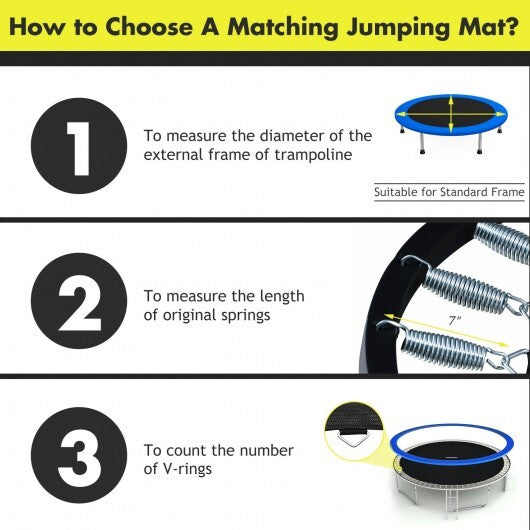 High-Elastic PP Replacement Jumping Mat-12 ft - Color: Black - Size: 12 ft W2B
