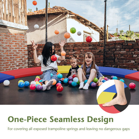 12 Feet Waterproof and Tear-Resistant Universal Trampoline Safety Pad Spring Cover-Multicolor W2B