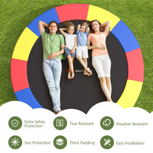 12 Feet Waterproof and Tear-Resistant Universal Trampoline Safety Pad Spring Cover-Multicolor W2B