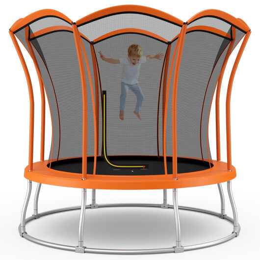 10 Feet Unique Flower Shape Trampoline with Galvanized Steel Frame-Orange W2B