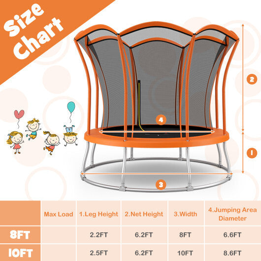 10 Feet Unique Flower Shape Trampoline with Galvanized Steel Frame-Orange W2B