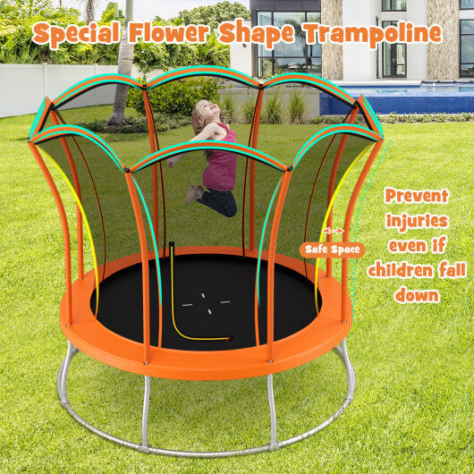 10 Feet Unique Flower Shape Trampoline with Galvanized Steel Frame-Orange W2B