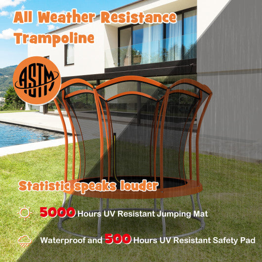 10 Feet Unique Flower Shape Trampoline with Galvanized Steel Frame-Orange W2B