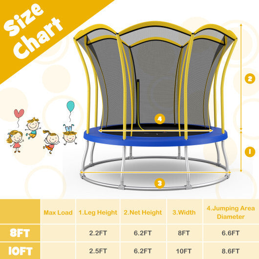 10 Feet Unique Flower Shape Trampoline with Galvanized Steel Frame-Orange W2B
