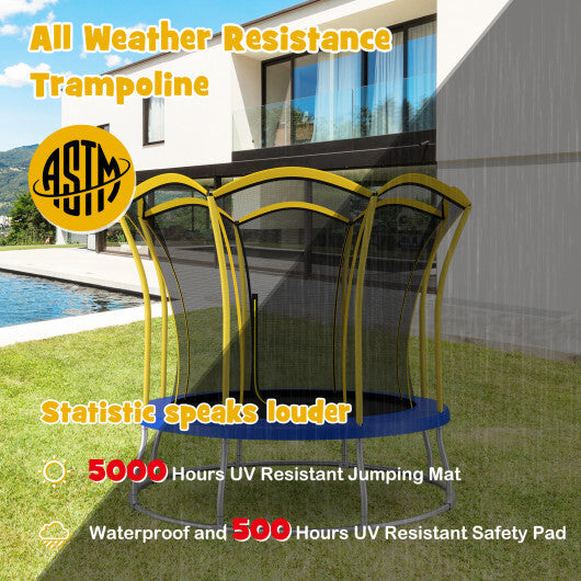 10 Feet Unique Flower Shape Trampoline with Galvanized Steel Frame-Orange W2B