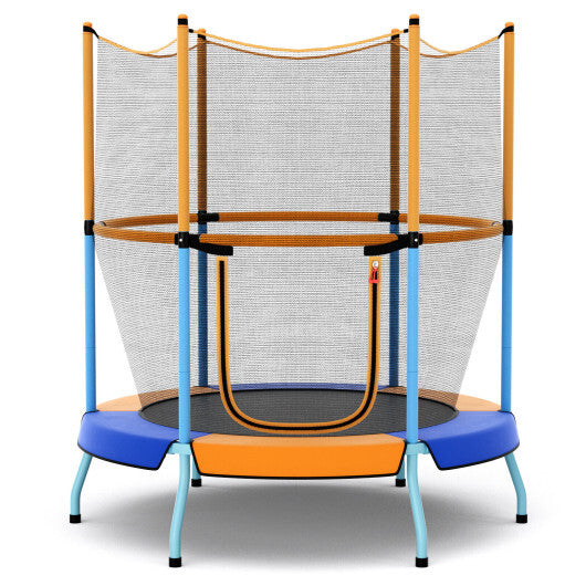 48 Inch Toddler Trampoline with Safety Enclosure Net-Orange W2B