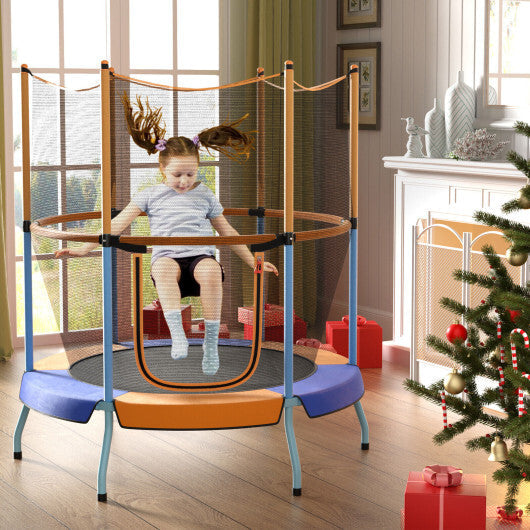 48 Inch Toddler Trampoline with Safety Enclosure Net-Orange W2B