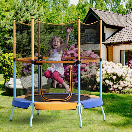 48 Inch Toddler Trampoline with Safety Enclosure Net-Orange W2B