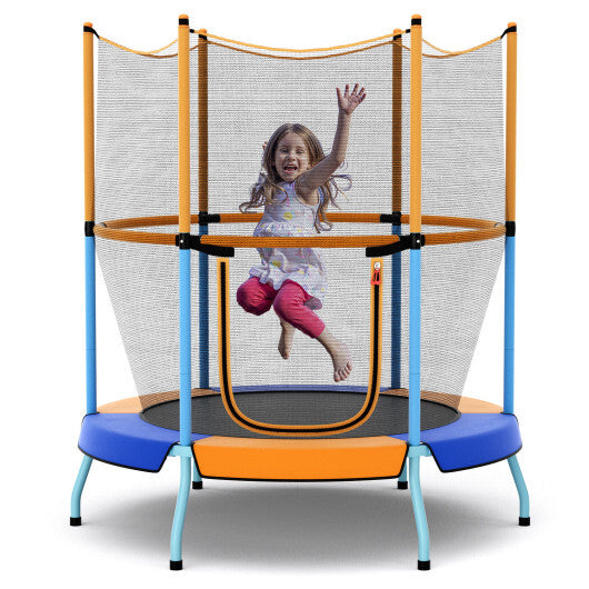 48 Inch Toddler Trampoline with Safety Enclosure Net-Orange W2B