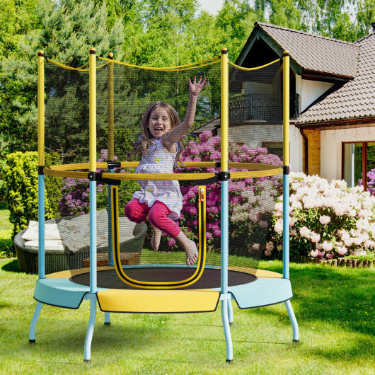 48 Inch Toddler Trampoline with Safety Enclosure Net-Orange W2B