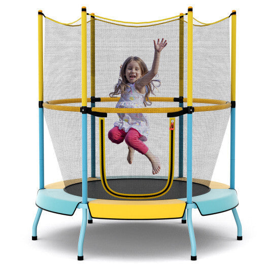 48 Inch Toddler Trampoline with Safety Enclosure Net-Orange W2B