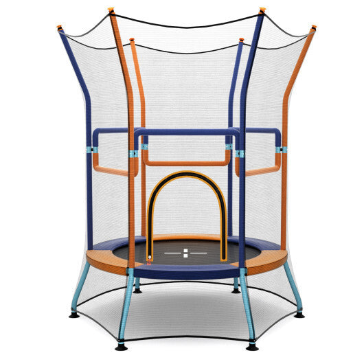 Mini Trampoline for Kids with Safety Enclosure Net and Foam Handles-Orange W2B