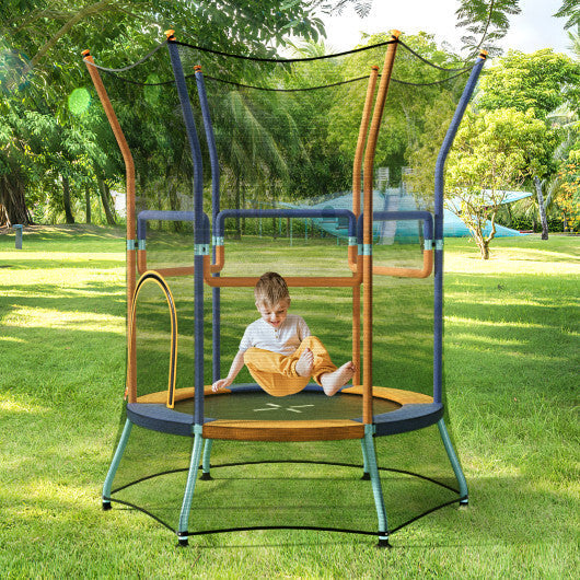 Mini Trampoline for Kids with Safety Enclosure Net and Foam Handles-Orange W2B