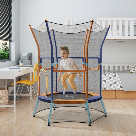Mini Trampoline for Kids with Safety Enclosure Net and Foam Handles-Orange W2B