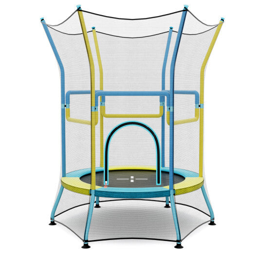 Mini Trampoline for Kids with Safety Enclosure Net and Foam Handles-Orange W2B