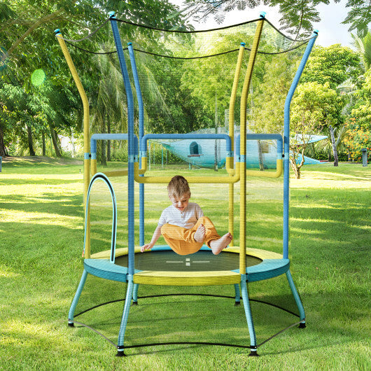 Mini Trampoline for Kids with Safety Enclosure Net and Foam Handles-Orange W2B
