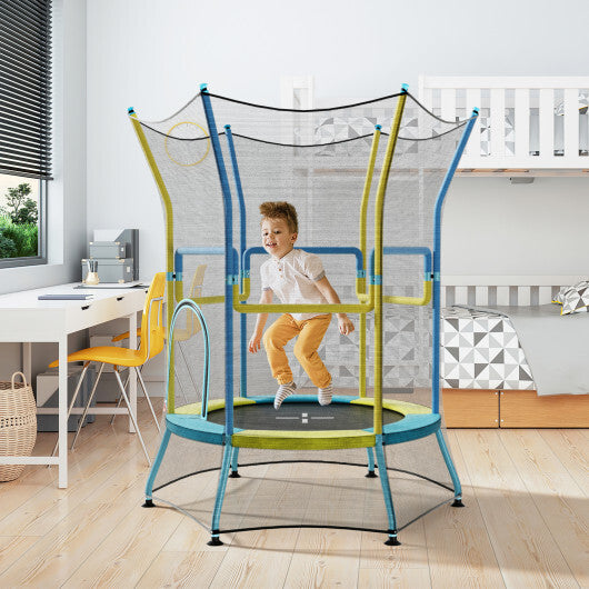 Mini Trampoline for Kids with Safety Enclosure Net and Foam Handles-Orange W2B
