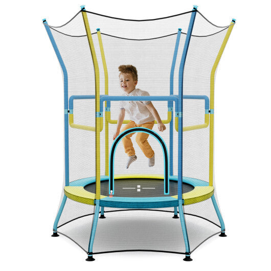 Mini Trampoline for Kids with Safety Enclosure Net and Foam Handles-Orange W2B