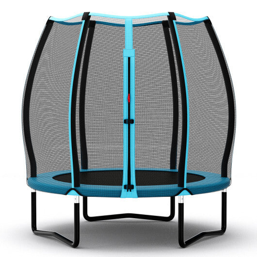 55 Inch Trampoline for Kids Toddler Mini Trampoline with Safety Enclosure Net-Blue W2B
