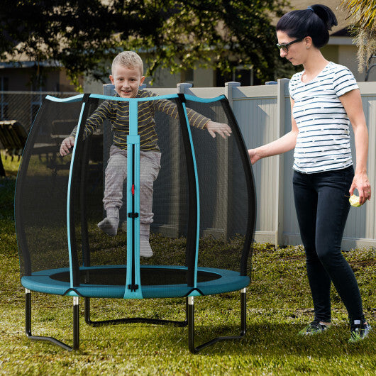 55 Inch Trampoline for Kids Toddler Mini Trampoline with Safety Enclosure Net-Blue W2B