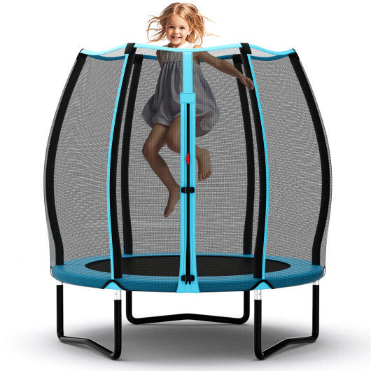 55 Inch Trampoline for Kids Toddler Mini Trampoline with Safety Enclosure Net-Blue W2B