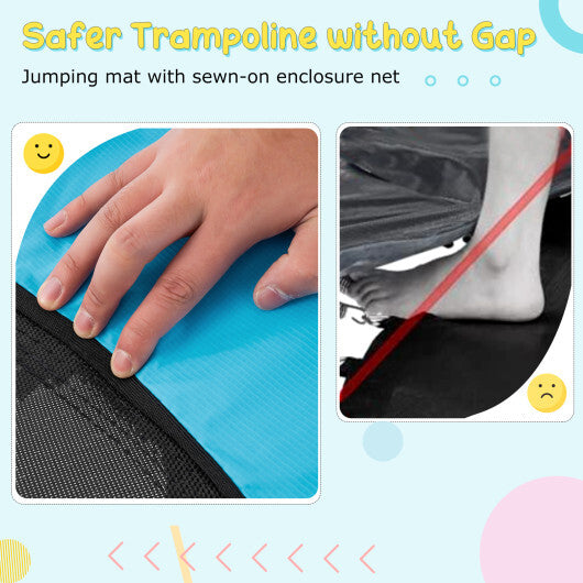 55 Inch Trampoline for Kids Toddler Mini Trampoline with Safety Enclosure Net-Blue W2B