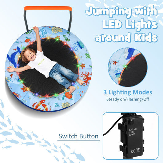 Mini Trampoline Folding Small Rebounder for Kids with Lights-Blue W2B