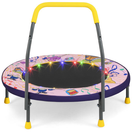 Mini Trampoline Folding Small Rebounder for Kids with Lights-Blue W2B