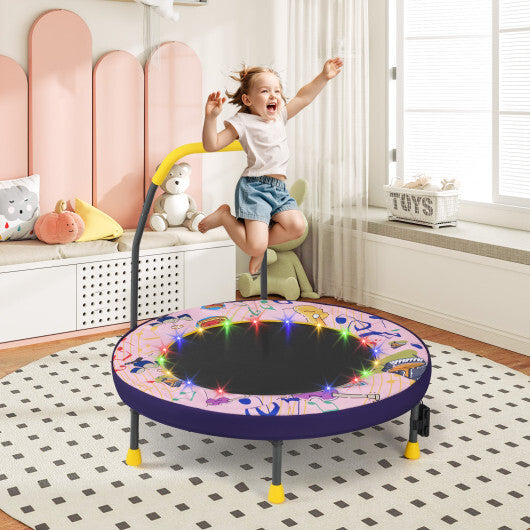 Mini Trampoline Folding Small Rebounder for Kids with Lights-Blue W2B