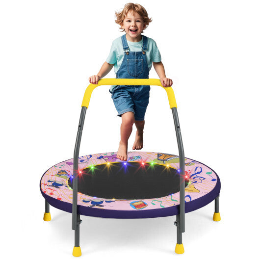 Mini Trampoline Folding Small Rebounder for Kids with Lights-Blue W2B