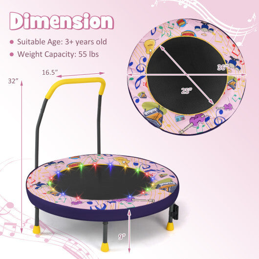 Mini Trampoline Folding Small Rebounder for Kids with Lights-Blue W2B