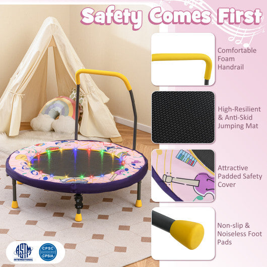 Mini Trampoline Folding Small Rebounder for Kids with Lights-Blue W2B