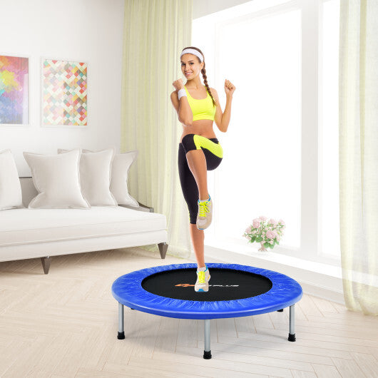 36 Inch Mini Folding Trampoline Portable Recreational Fitness Rebounder-Silver W2B