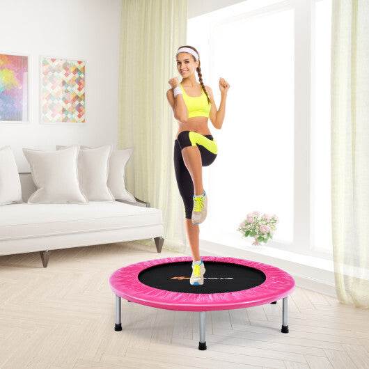 36 Inch Mini Folding Trampoline Portable Recreational Fitness Rebounder-Silver W2B